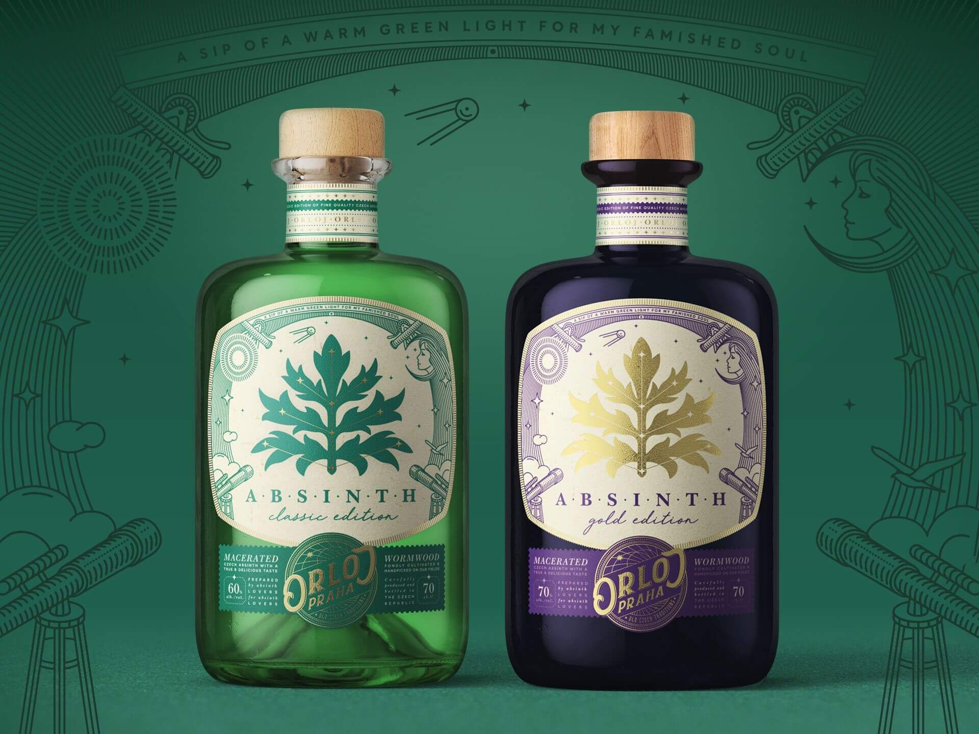 Orloj Absinth, Gold in Print Packaging IDA 2021